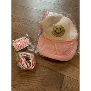 58 Pcs Preppy Smile Face Hat Set with Bracelets & Stickers for Girls & Teens New